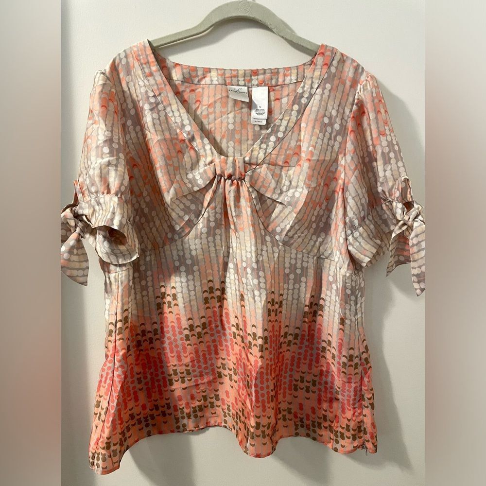 Y2K Emma James Lightweight Whimsical Short sleeve with bows Blouse Size 14